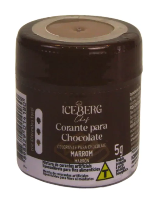 Corante Para Chocolate Lipossolúvel em Pó Marrom 5 gr Iceberg Chef