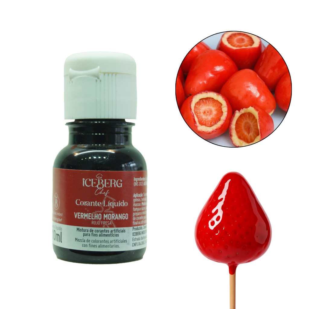 CORANTE LÍQUIDO VERMELHO MORANGO 10ML ICEBERG