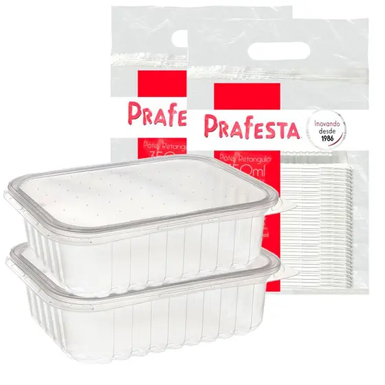 Pote Retangular 350ml c/ Tampa PRAFESTA