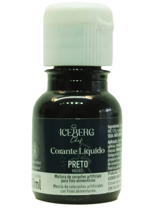 Corante Líquido Alimentício Preto 10 ml Iceberg Chef