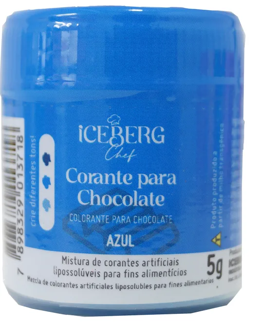 Corante Para Chocolate Lipossolúvel em Pó Azul 5 gr Iceberg Chef