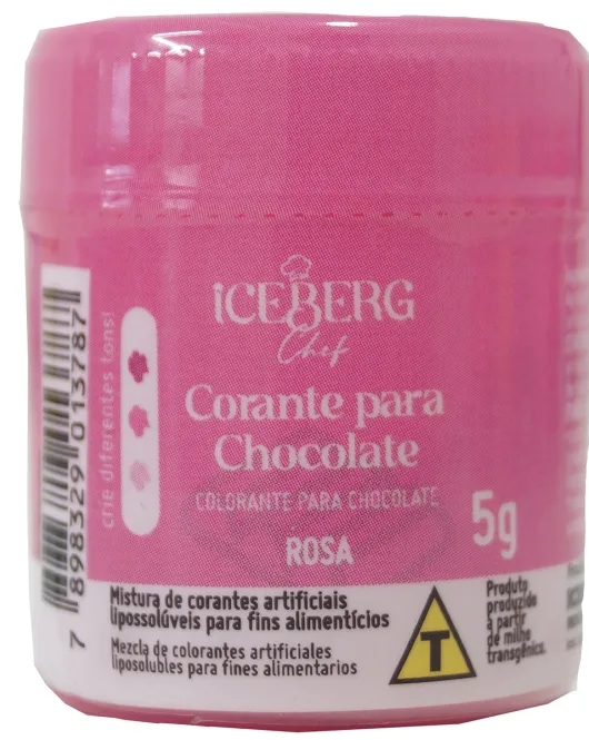 Corante Para Chocolate Lipossolúvel em Pó Rosa 5 gr Iceberg Chef