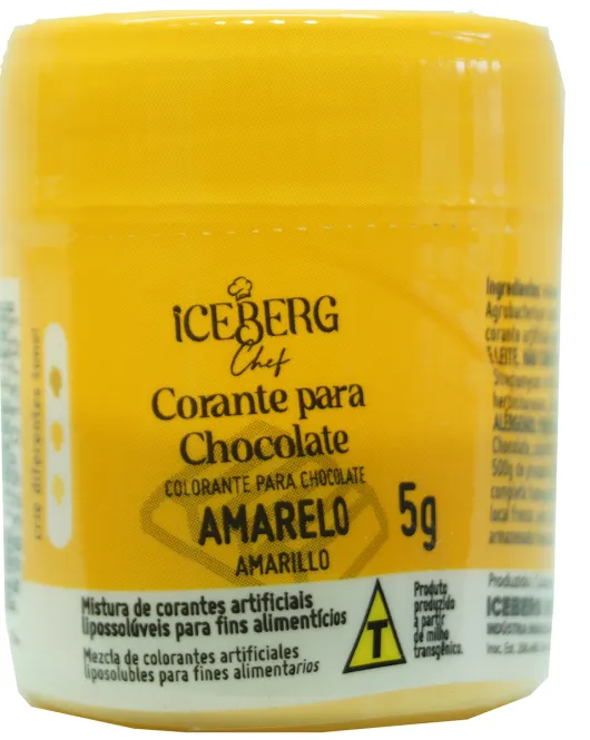 Corante Para Chocolate Lipossolúvel em Pó Amarelo 5 gr Iceberg Chef