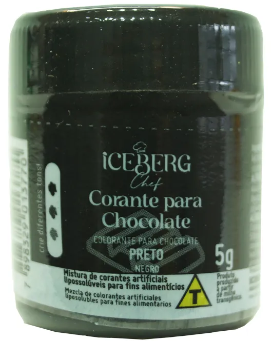 Corante Para Chocolate Lipossolúvel em Pó Preto 5 gr Iceberg Chef